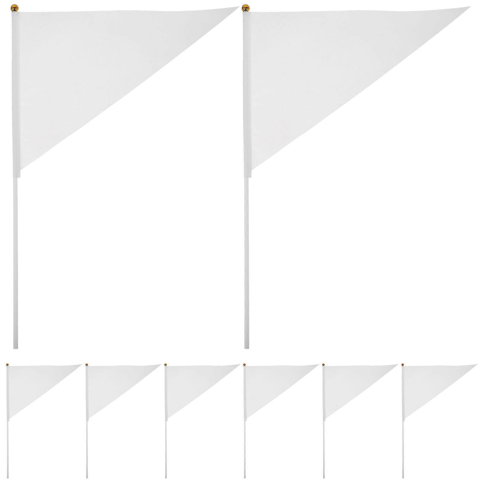 Durable Handheld Flag Small Handheld Flags for Celebrations 30Pcs White Polyester