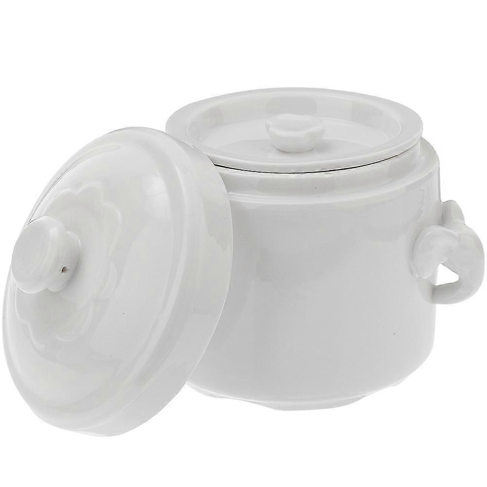 White Ceramic Stew Bowl Multi-Function Stew Pot for Soup