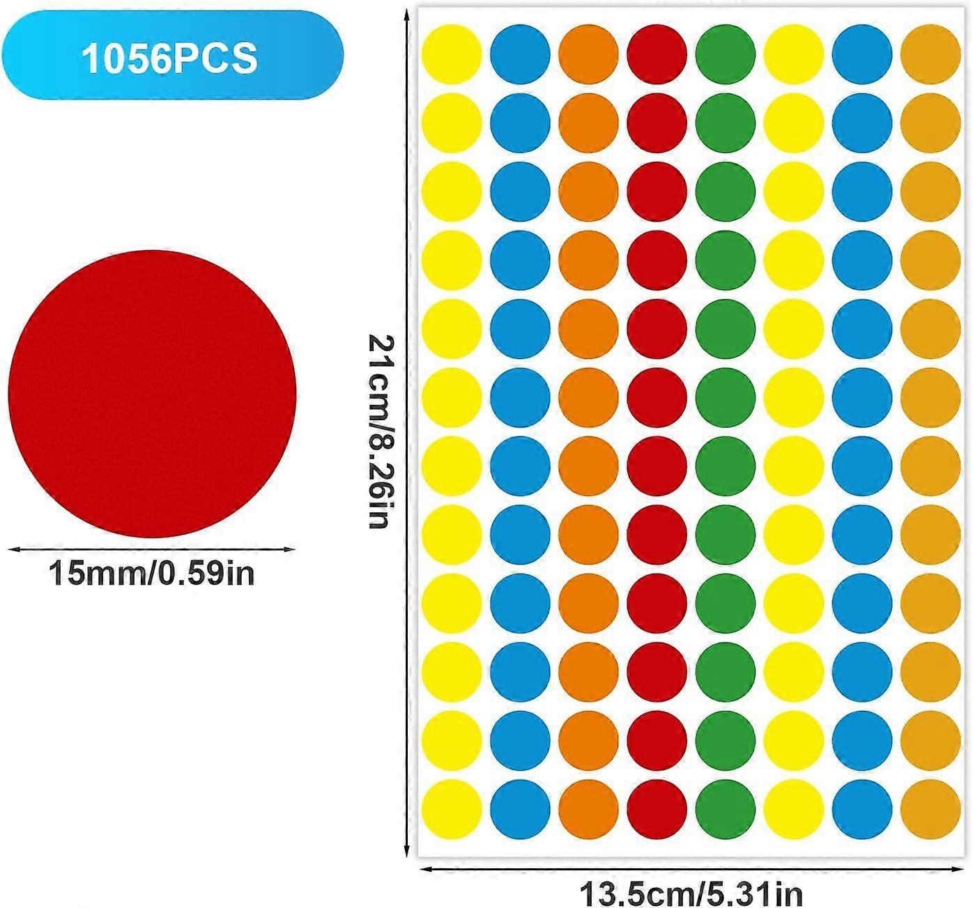 1056pcs Round Coloured Coding Labels, 059inch Circle Stickers Labels