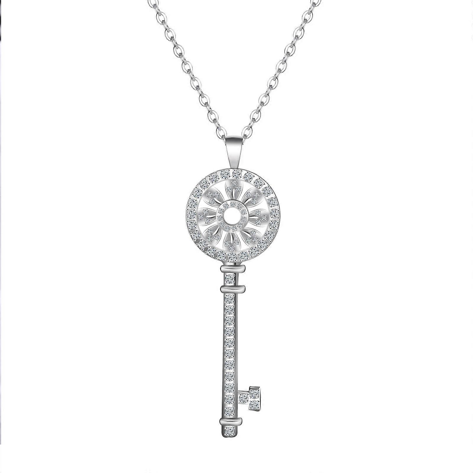 Silver Premium Key Zircon Necklace Cool Accessory