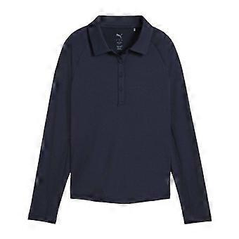 Puma Damen-Poloshirt mit elastischen Bündchen, Raglanärmeln und langen Ärmeln