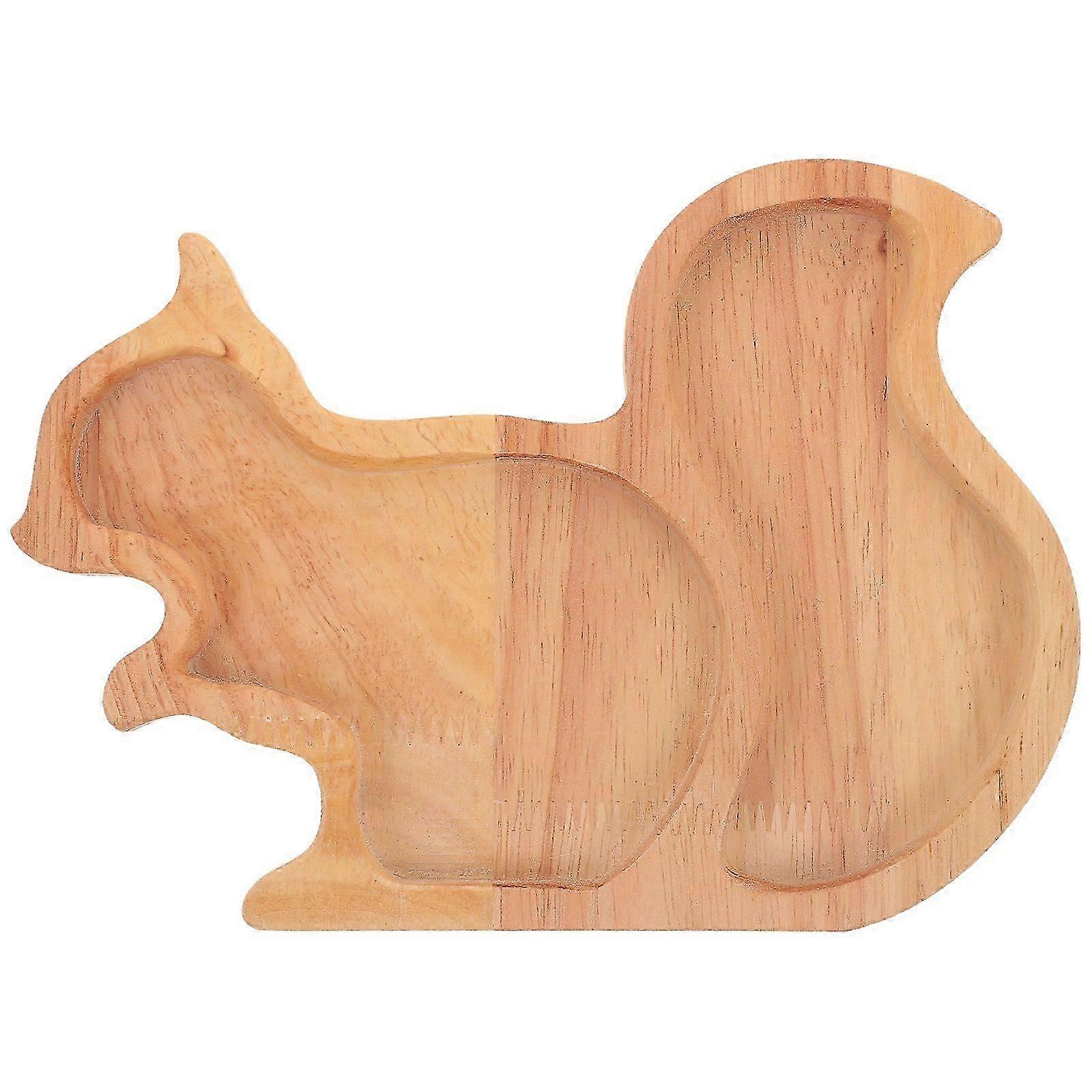 Wood Nut Tray Snack Serving Plate Storage Tray Serving Dish Squirrel Shape Plate
