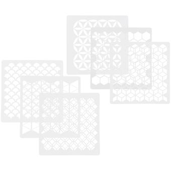 6Pcs Wall Painting Template Wall Art Geometric Templates Paint Spraying Template Board (White)