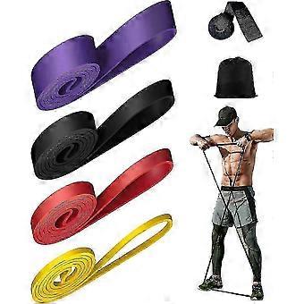 Resistance Bands Set, Natural Latex, 4 Resistance Levels, with Door Anchor & Storage Bag, for Men Women, Strength Training Yoga Pilates Toning, Purple