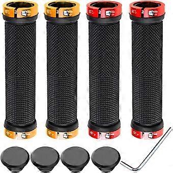 2 Pairs Ergonomic Non-Slip Rubber Bike Grips, Comfortable Locking Handlebar for MTB, BMX, Road Bikes
