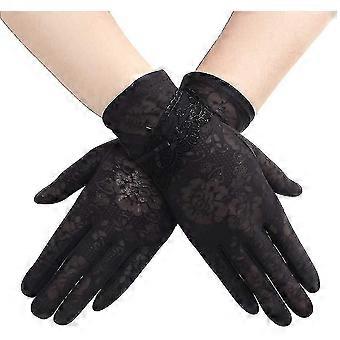 Frauen Sonne UV-Schutz Fahrhandschuhe Sommer Florale Spitze Anti-Rutsch