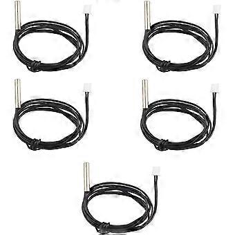 5 Pack Vattentät Ntc 10k 1% 3950 Termistor Temperatursensor Sond, 1m Förlängningskabel, mätare