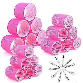 Hair Rollers With Clips Self Grip Rollers For Hair Volume l Rollers For Hair(28pcs,pink+silver)