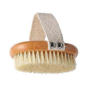 Trockenbürste für den Körper, Naturborsten, ergonomischer Holzgriff, für Peeling, Massage und tägliche Hautreinigung