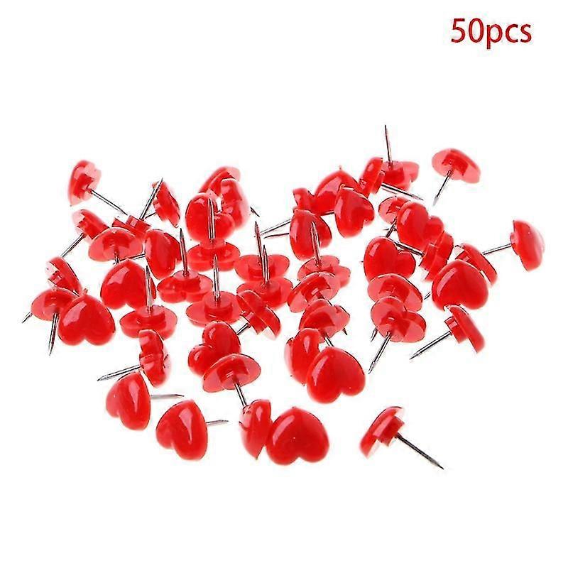50 Pcs Shape Colored Push Pins Thumbtacks  Red