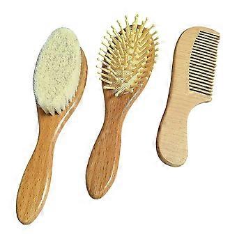 Baby Hair Brush And Comb Set For Newborn & Toddlers- Natural Wooden Hairbrush With Soft Goat Bristles