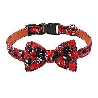 Nœud papillon pour animaux de compagnie Chat noeud papillon, nœud papillon réglable, adapté aux petites et moyennes tailles chien chat animal de compagnie-flocon de neige rouge