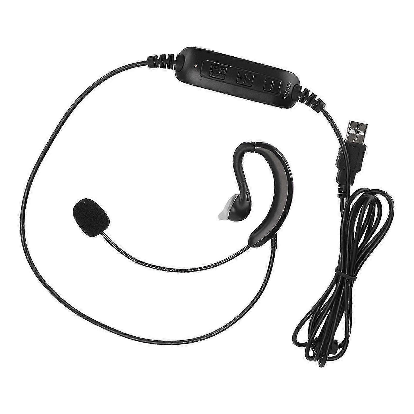 Ear Hook Headset USB Headphone compatible with Computer Notebook Use with Skype QQ MSN