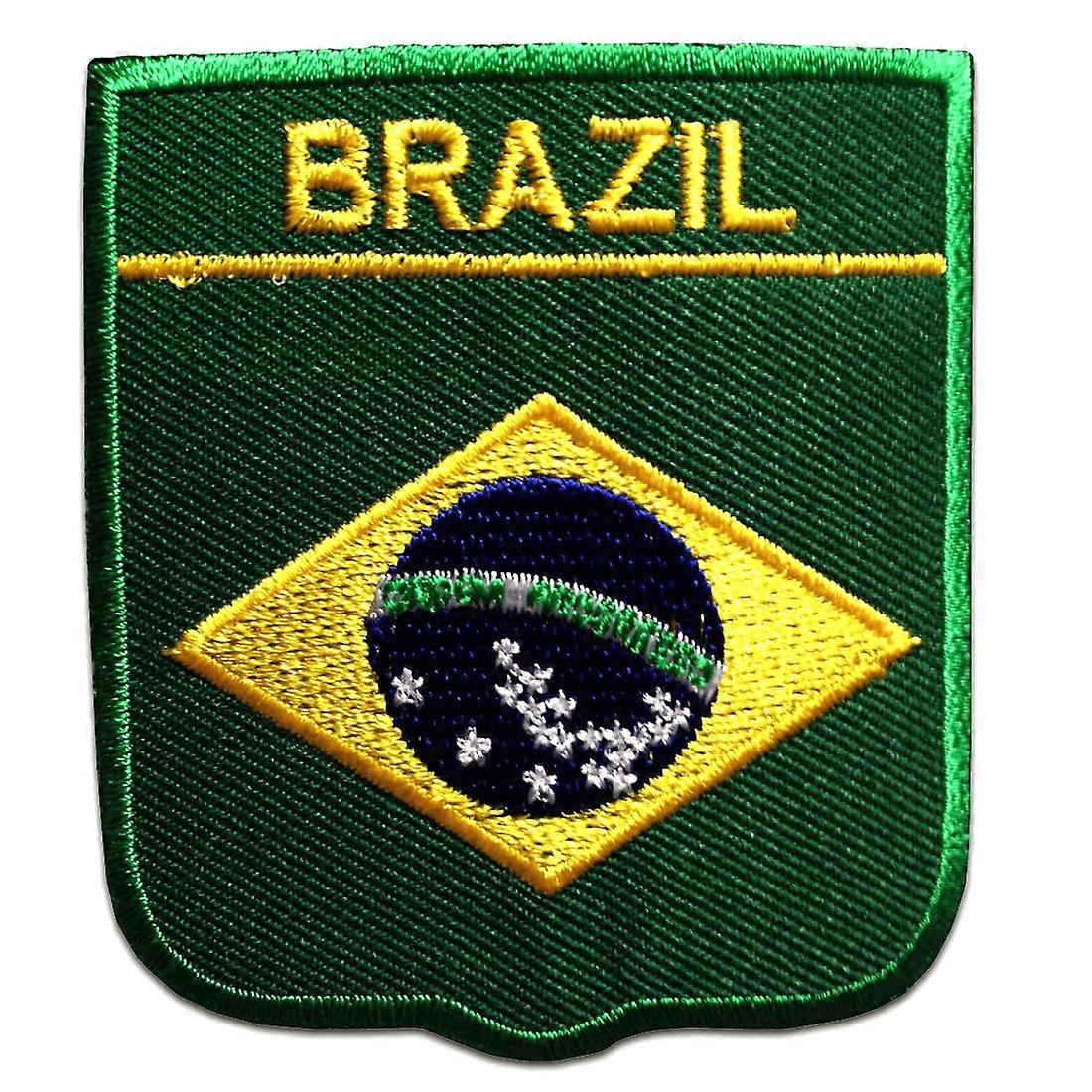 Patch / Iron-on Patch - Brazil Flag Flag - Green - 6.5 x 7.5 cm - Patches