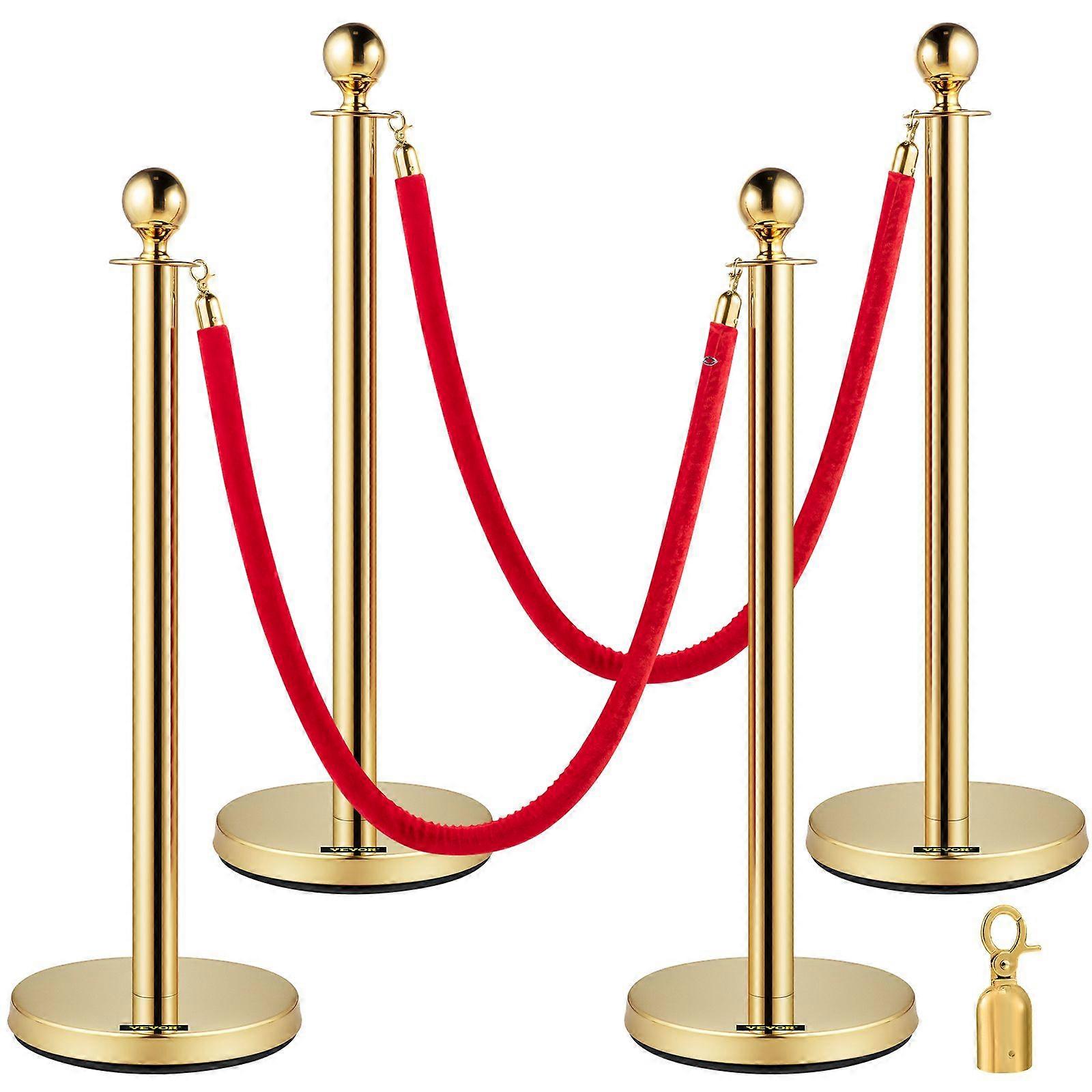 4PCS Barrier Posts Crowd Control Stanchion
