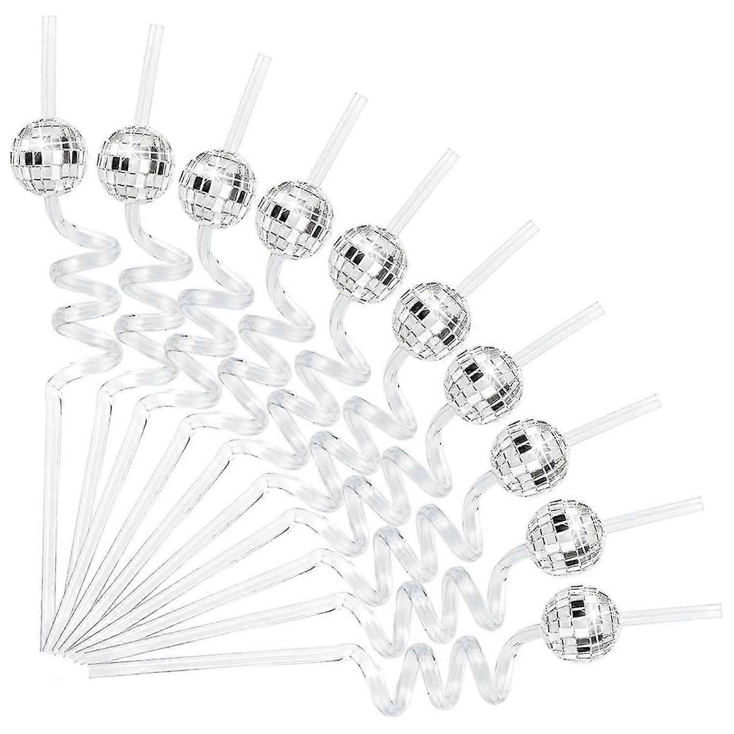 Mini Disco Straw, 20pcs Plastic Decorative Straws