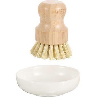 1 Set of Wok Scrubbing Brush Durable Dish Washing Brush Cookware Wood Brush with Drain Dish