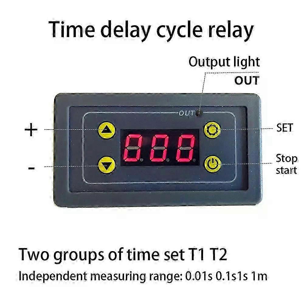 Practical time-delay relay module with LCD display, suitable for DC 5V/12V/24V digital timer cyclic delay loop control module, 10A.