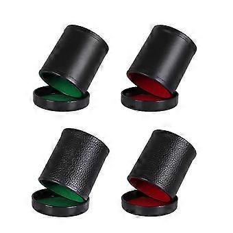 PU Leather Dice Cup Green Red Felt Lined for Farkle Bar Party Family Dice Games 8x9.8x9cm/3.14x3.85x3.54inch-Good