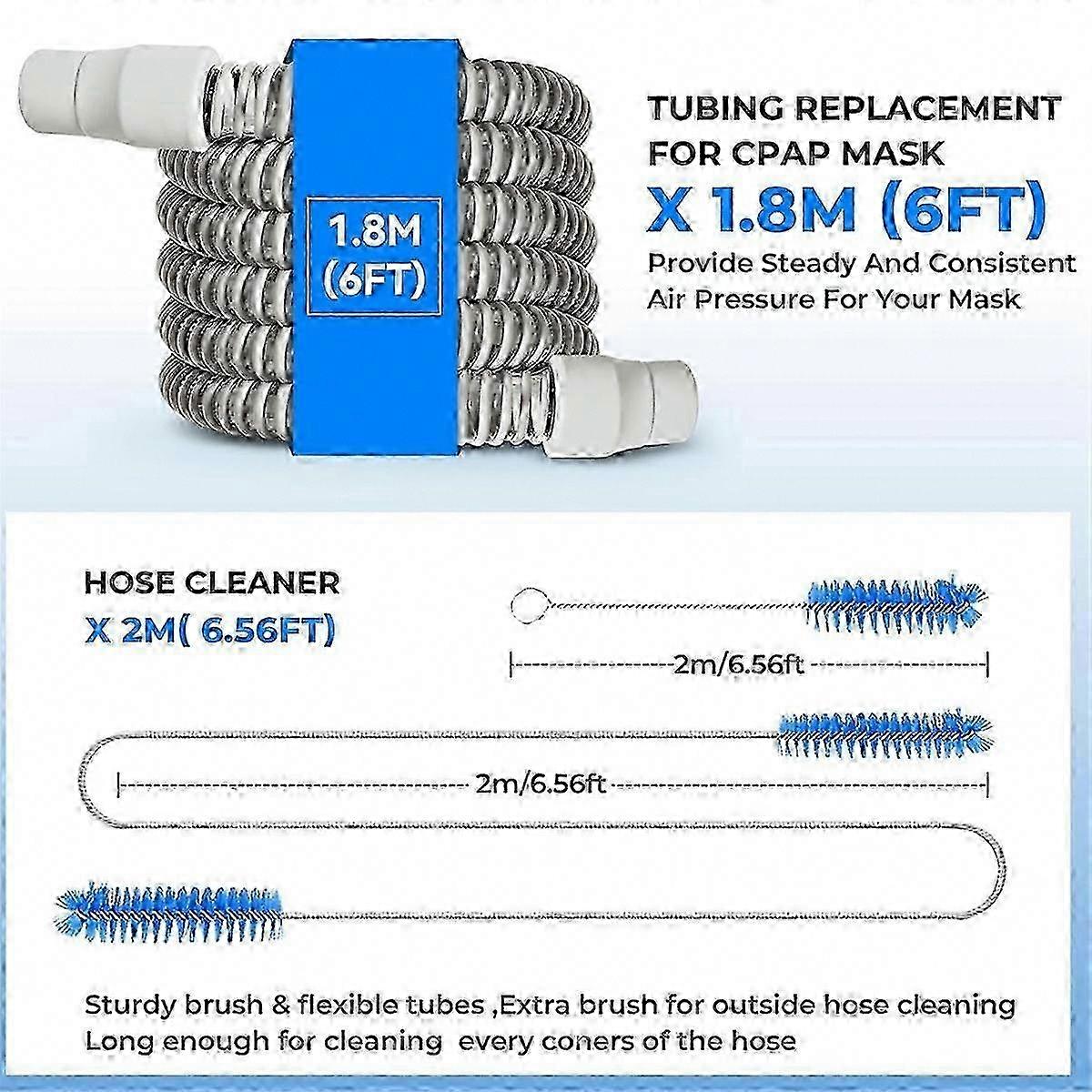 Flexible 6ft Universal CPAP Hose Set
