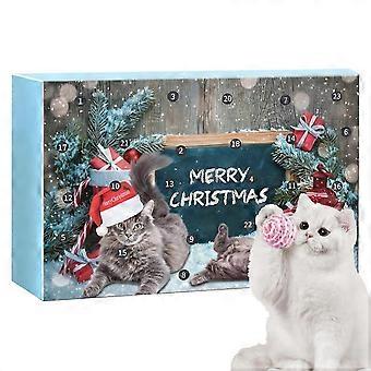 Nieuwe adventskalender voor katten, 24 dagen, interactieve kerstspeelgoedset voor katten met feestelijke kittencadeautjes.