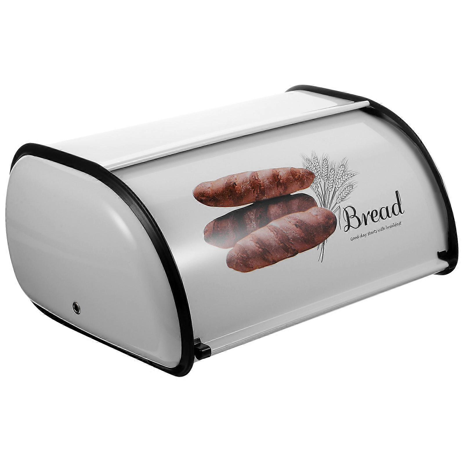 2Pcs Iron Bread Box for Kitchen Storage Container White Design