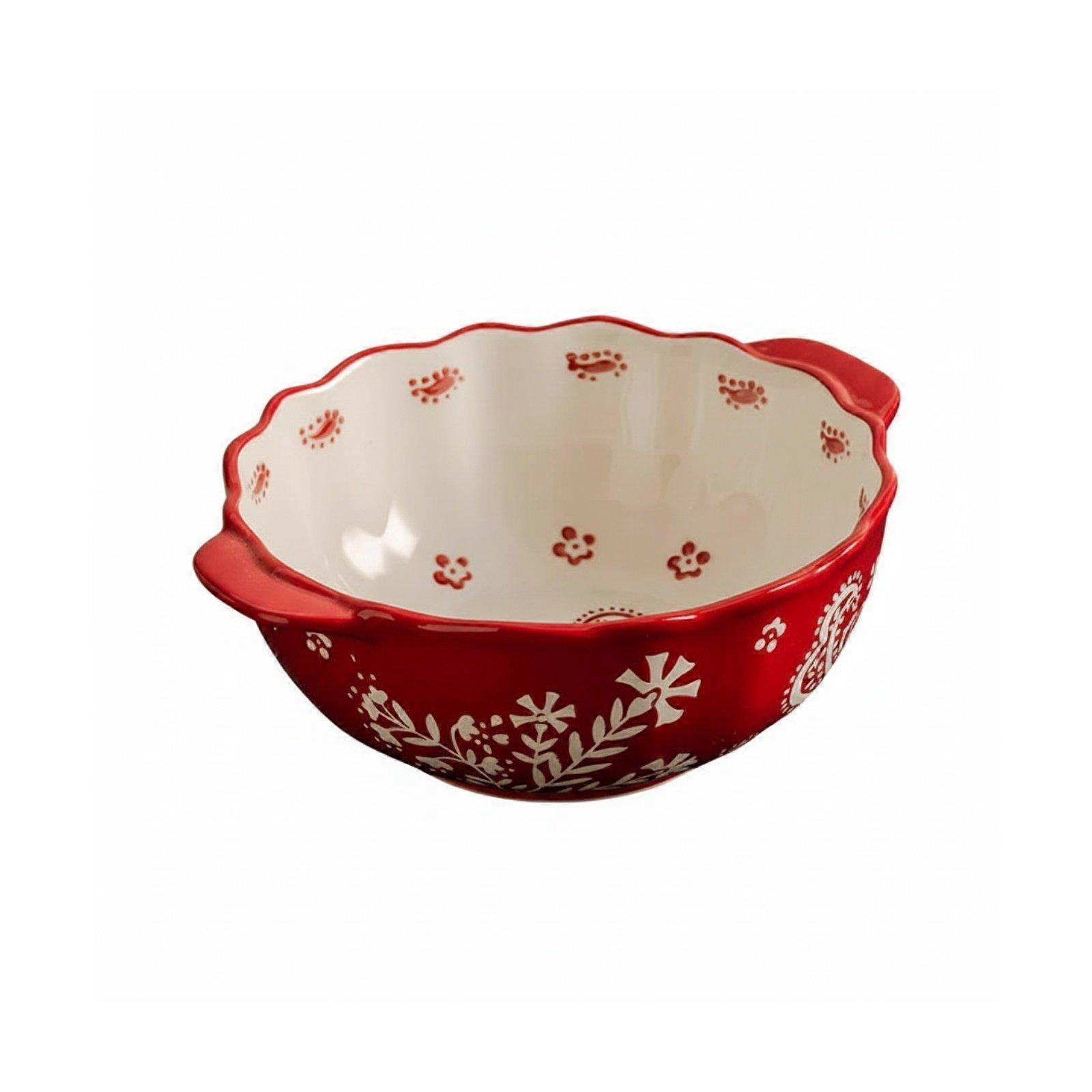 Chinese Festive Tableware Set, Red Ceramic Bowls & Plates, Wedding