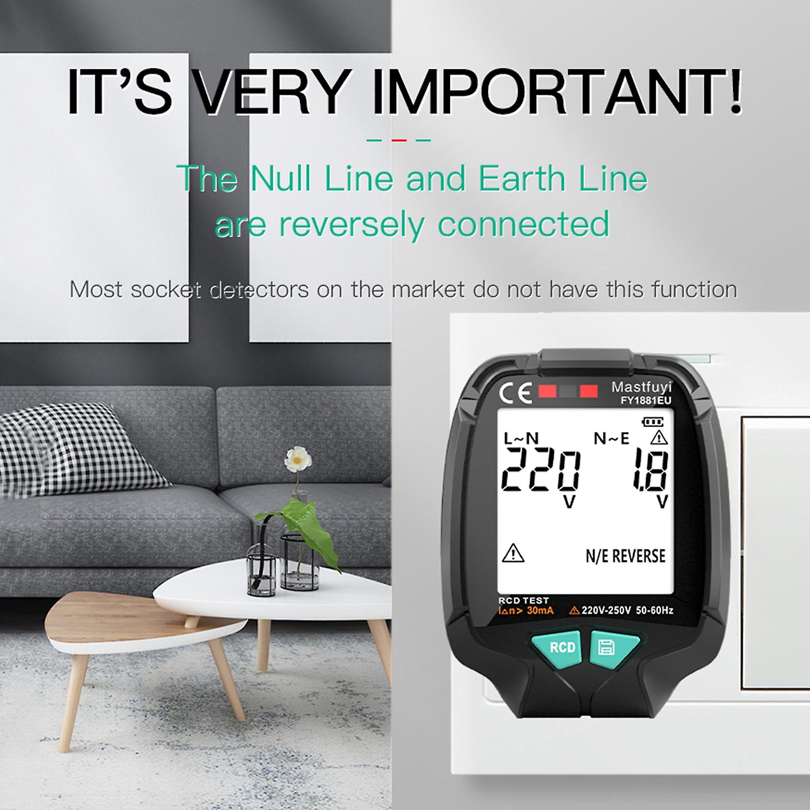 Mastfuyi Socket Tester With Digital Lcd Display  Electric Socket Detector Circuit Detector Electrician Electroscope Rcd Tester