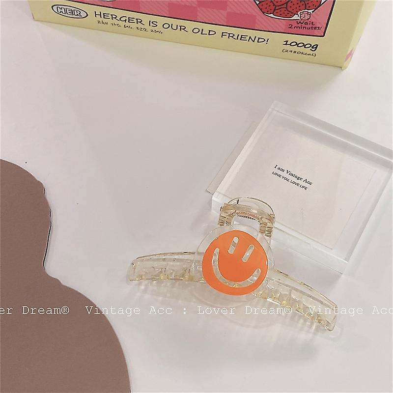 Retro Smiling Face Grip Clip Version coréenne Polyvalent Acrylique Couleur Épingle à Cheveux Style Sourire Visage Épingle à cheveux