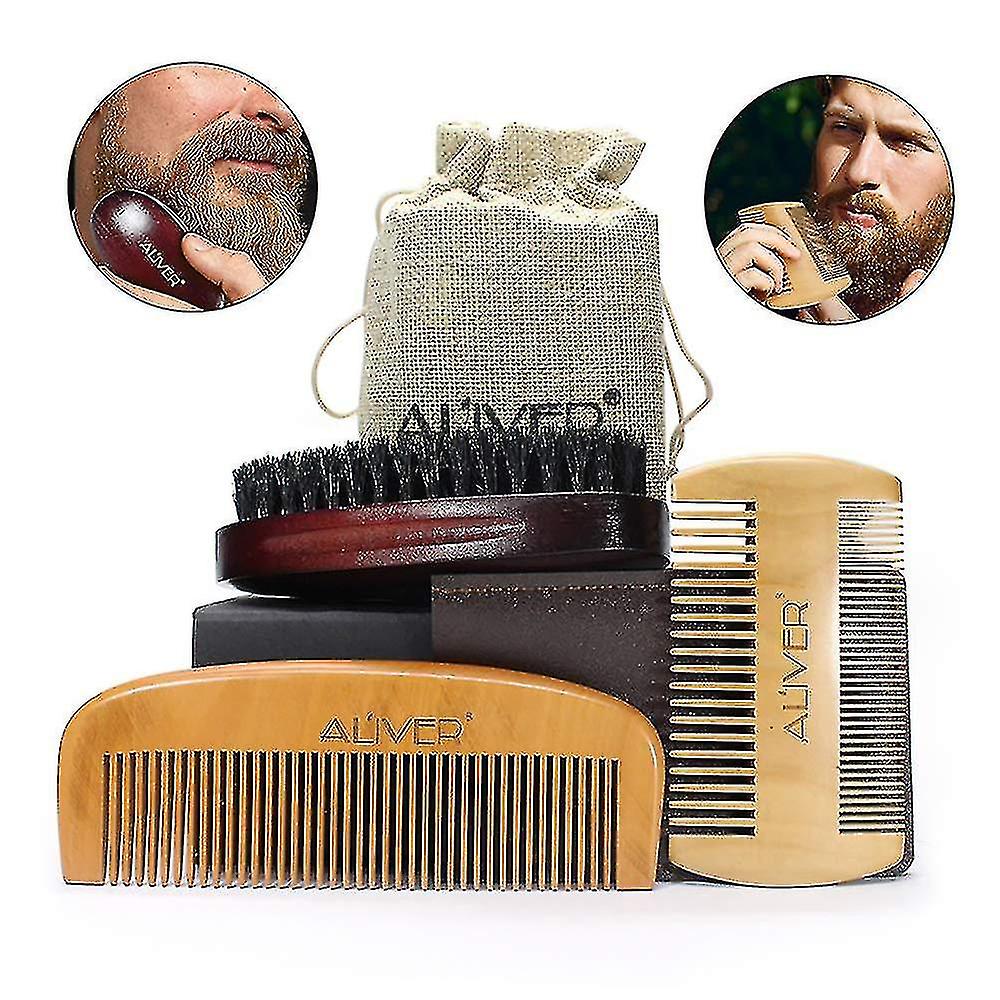 Premium Beard Grooming Kit For Men - Beard Brush, Beard Combmustache Brush