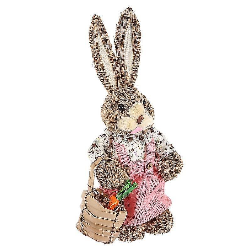 35X10x9cm Special Occasion Card Boxes & Holders Straw Bunny Figurine Decor Easter Straw R