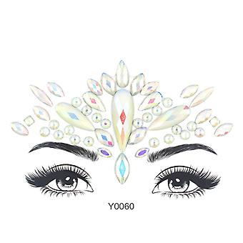 Veeki 1PCS  Luminous Face Jewels Crystal Glitter Stickers , Makeup Green Halloween Rainbow Tears Glow In Dark Rave Accessories