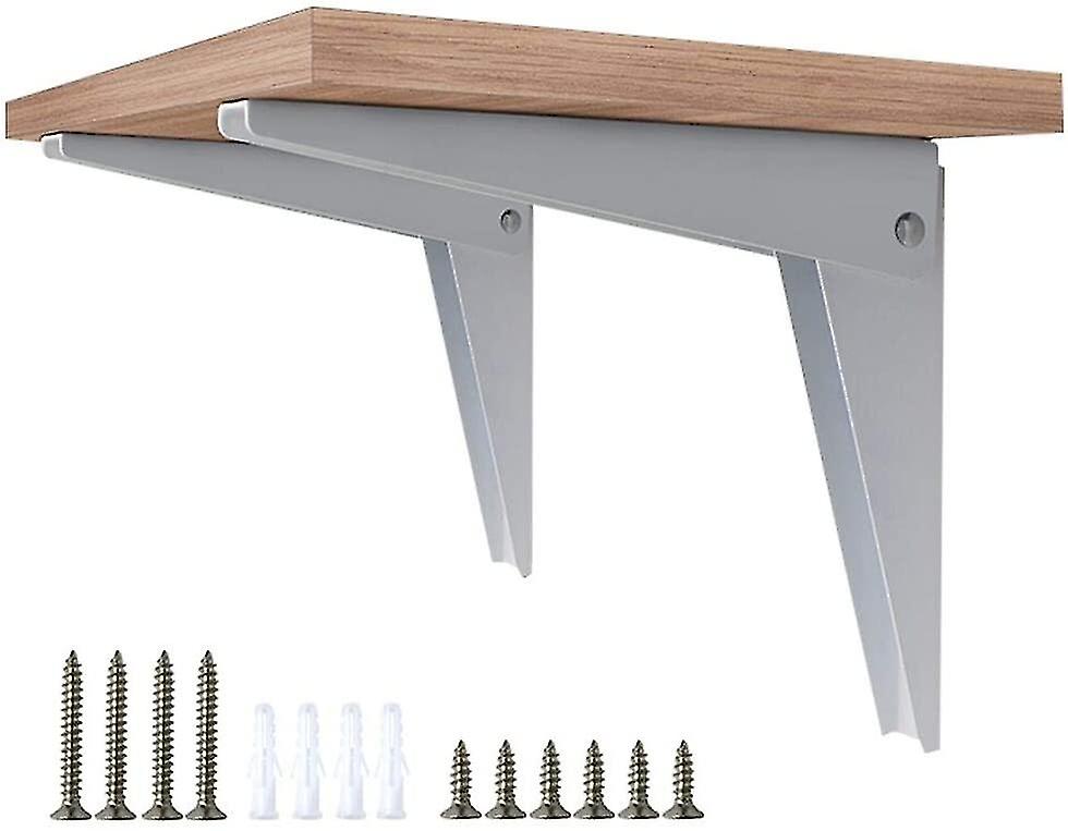2 Piece Folding Wall Bracket, Shelf Bracket Shelf Brackets Metal Folding Folding Bracket Bracket Garage Bracket Folding Console DIY Shelving, White 8"