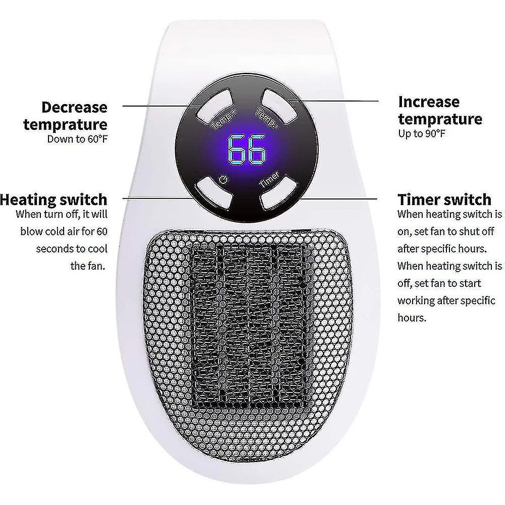 Us/uk/eu Plug Multifunctional Mini Heater Led Display With Remote