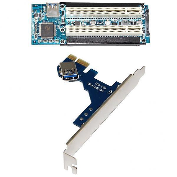 2xPCI-E Express X1 to Dual PCI Riser Extender Card Adapter with USB 3.0 Cable