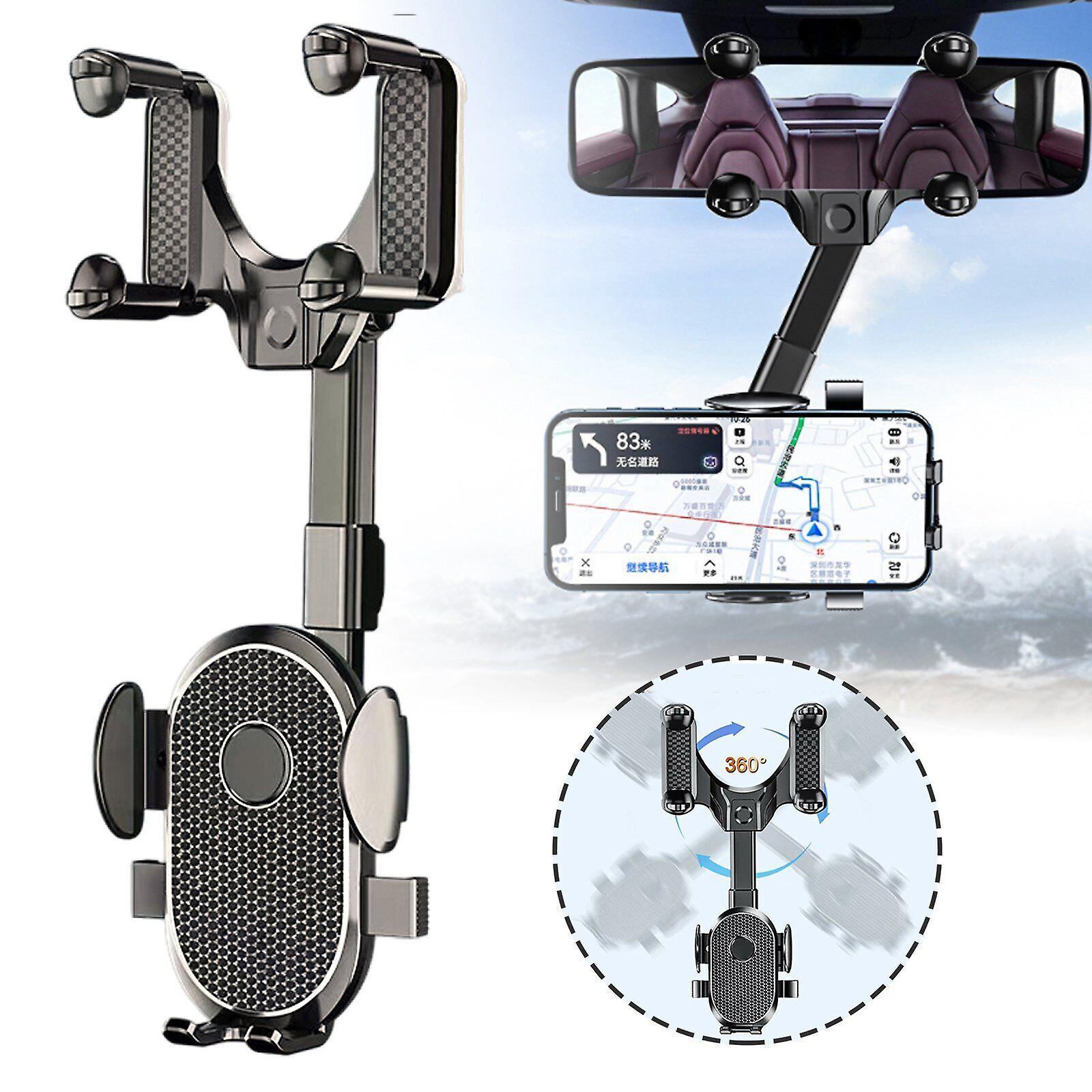 Universal 360 Car Phone Holder Rotatable And Retractable Rearview Mirror Mount,100% New