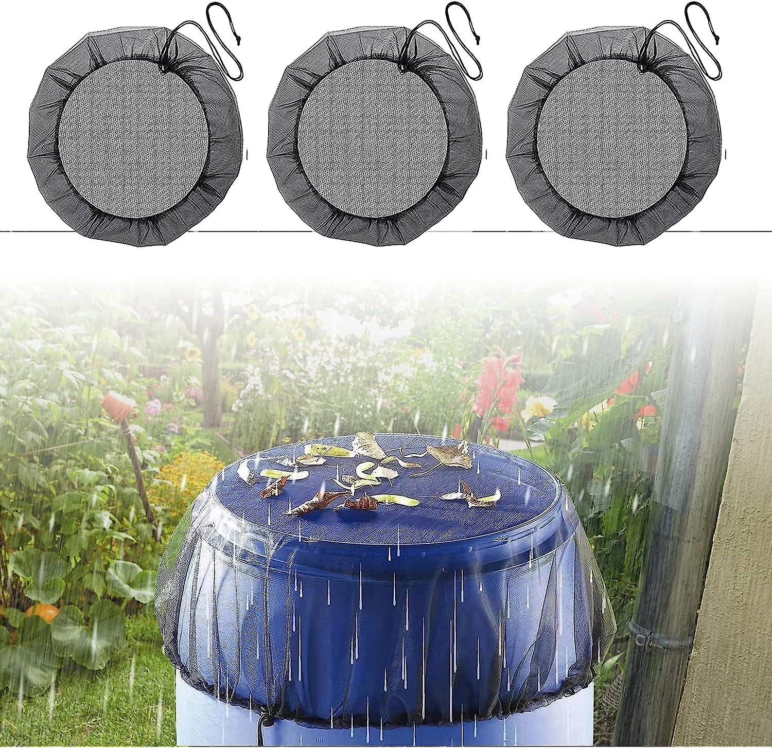 3 Pack 95cm Rain Bucket Mesh Covers with Drawstring Screen Protector for Yard Lawn Yard Patio Deck