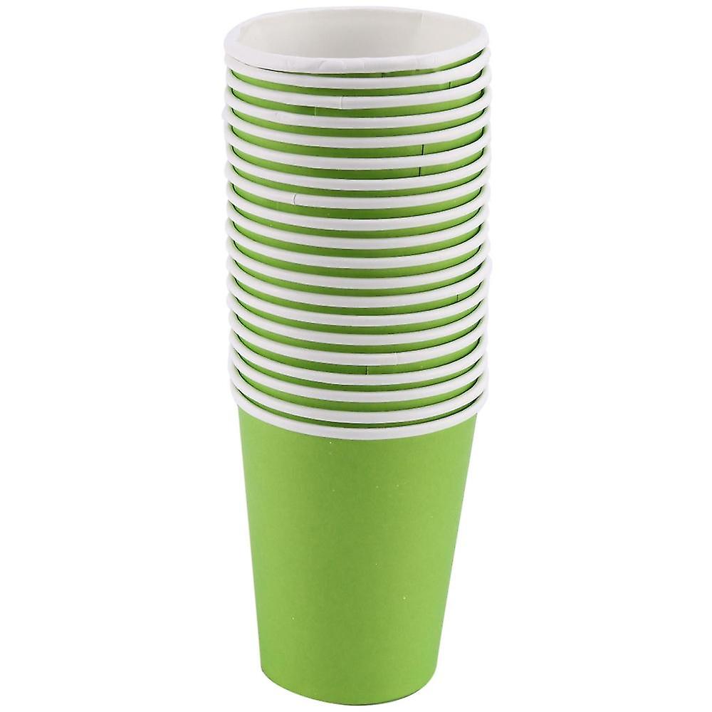 20 Paper Cups (9oz) - Plain Solid Colours Birthday Party Catering(green)