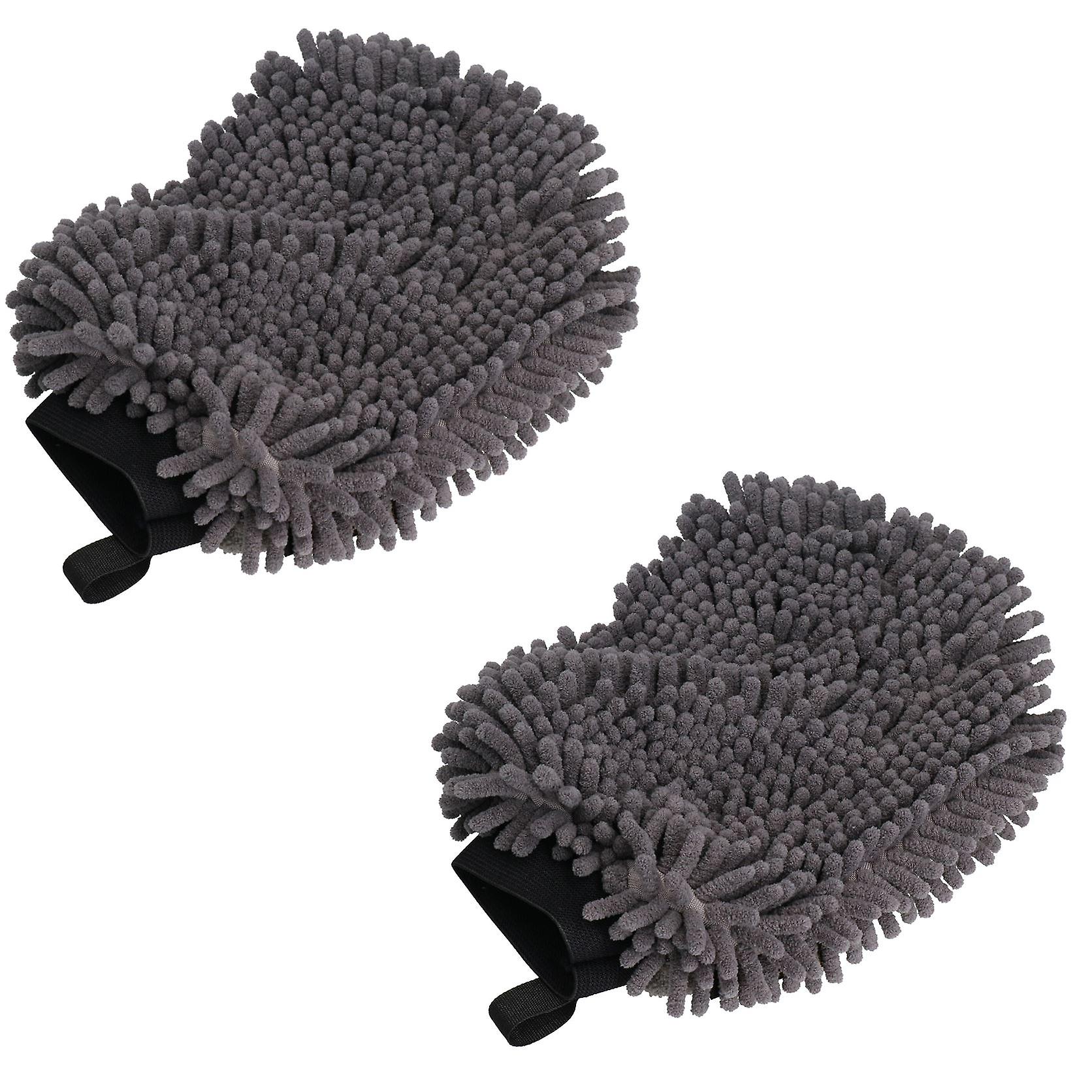 2x Grey 2 in 1 Noodle Drying Grooming Mitt One Size Fits All Muddy Wet Dog Puppy