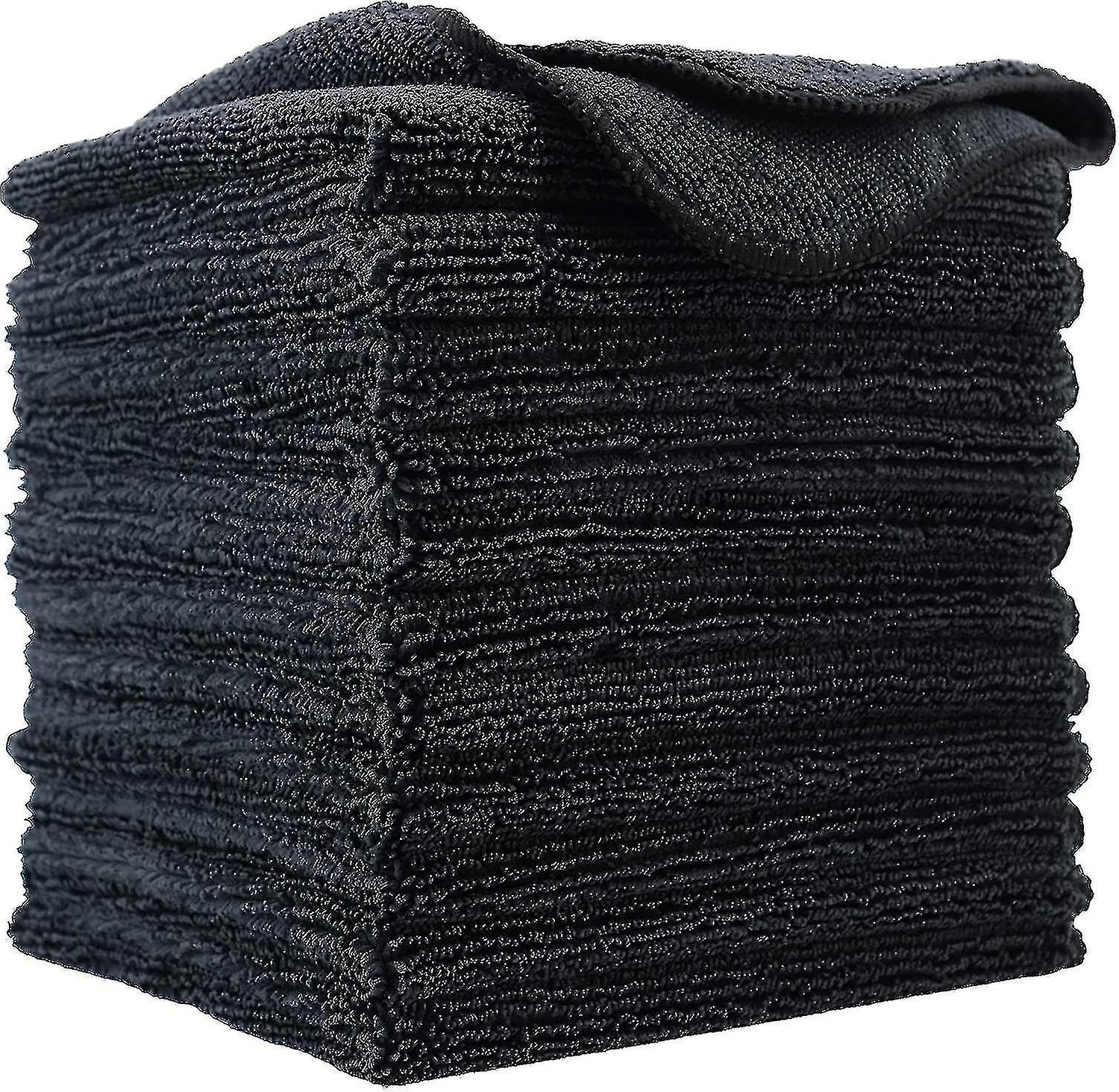 Premium Microfiber Cleaning Cloth, 30 X 30 Cm(12 Pack) (black)