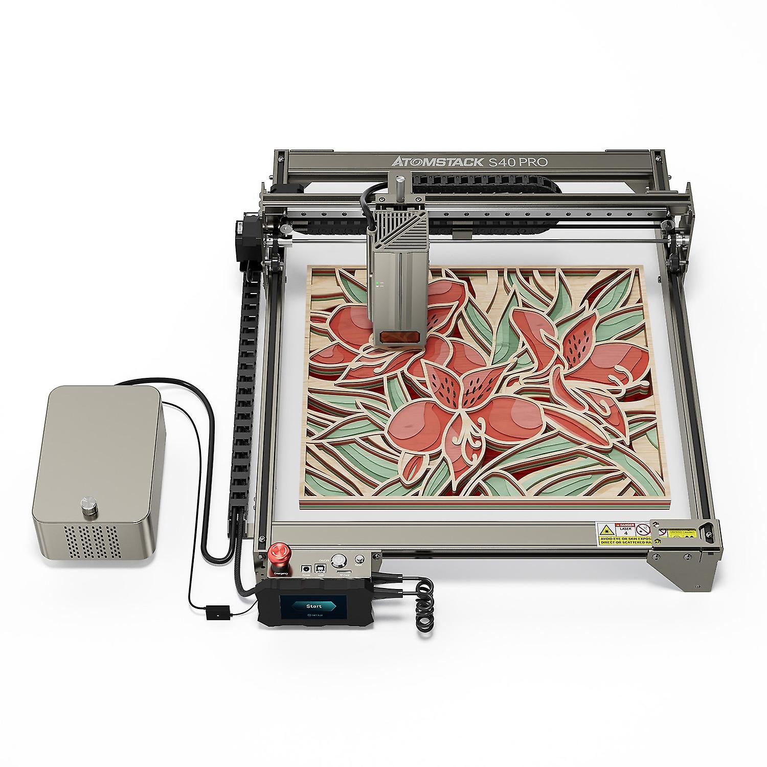 Atomstack S40 pro 40W Laser Engraver with Dual Air Assist Pump One Button Switch Cut/Engrave Mode Su