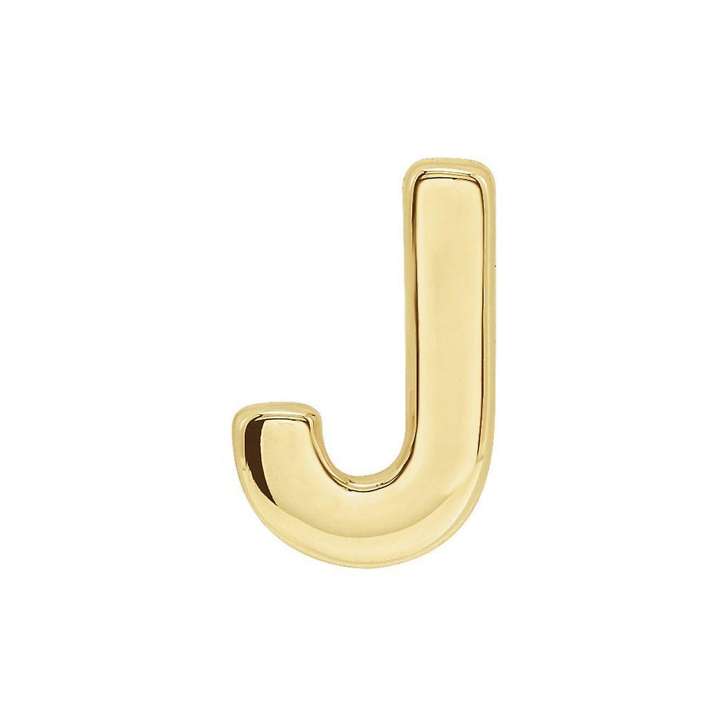 14k or jaune lettre nom personnalisé monogramme initial j 6.5x3.3mm poli initiale diapositive pendentif collier-pendentif fo