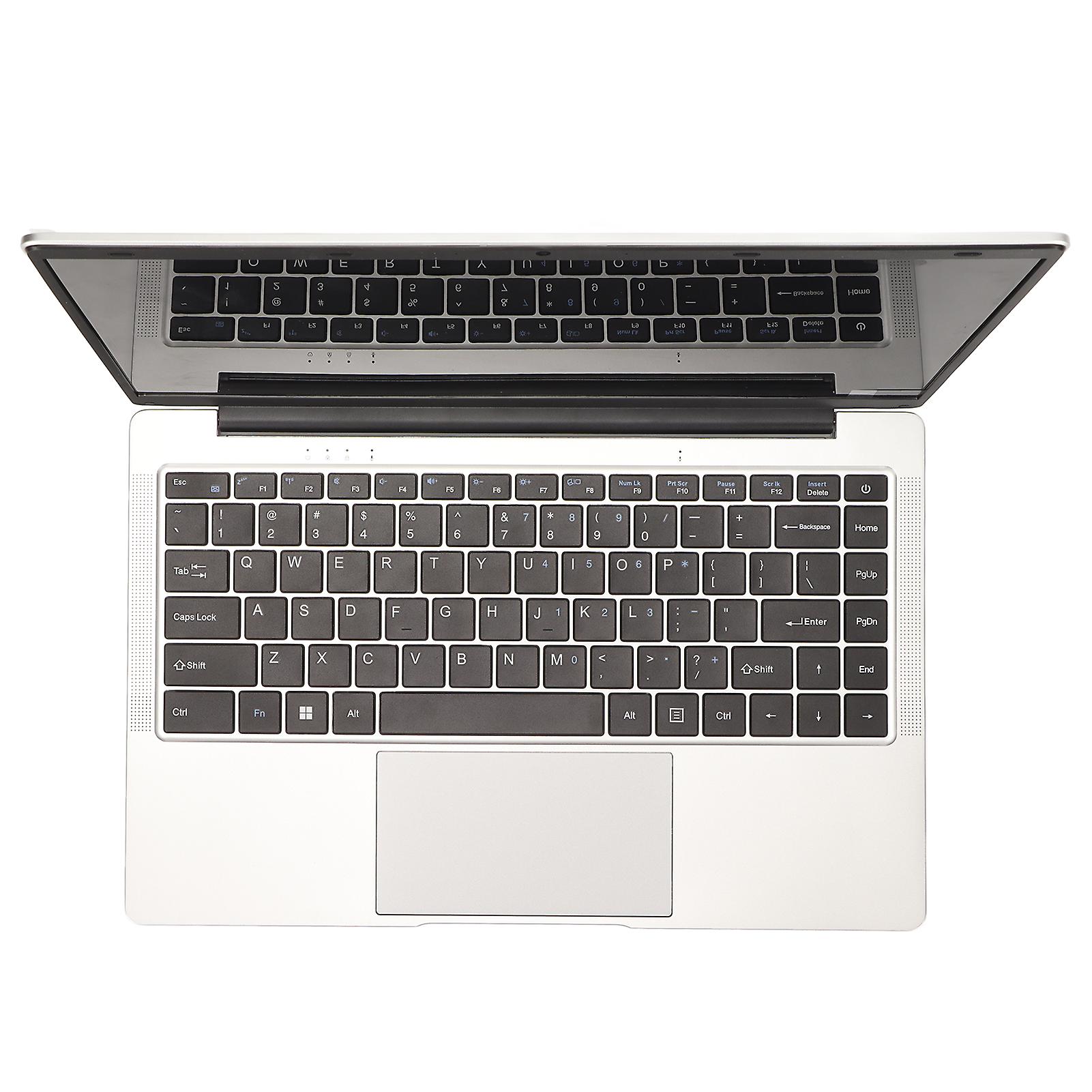 14inch Laptop for Windows 10 1920x1080 FHD Quad Core 4 Thread 6000mAh Silver Laptop with Camera Large Touchpad