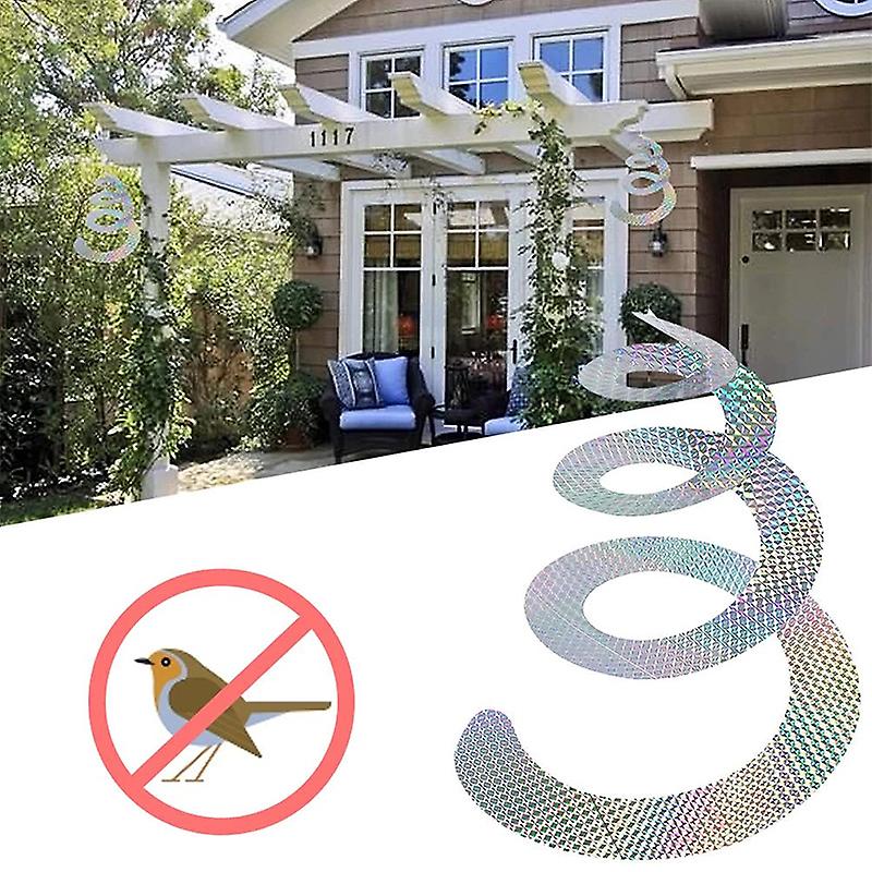 5pcs Bird Repellent Spiral Reflectors Silver Mylar Spinner Hanging Reflective Deterrent Device Garden Decorative Bird Scare