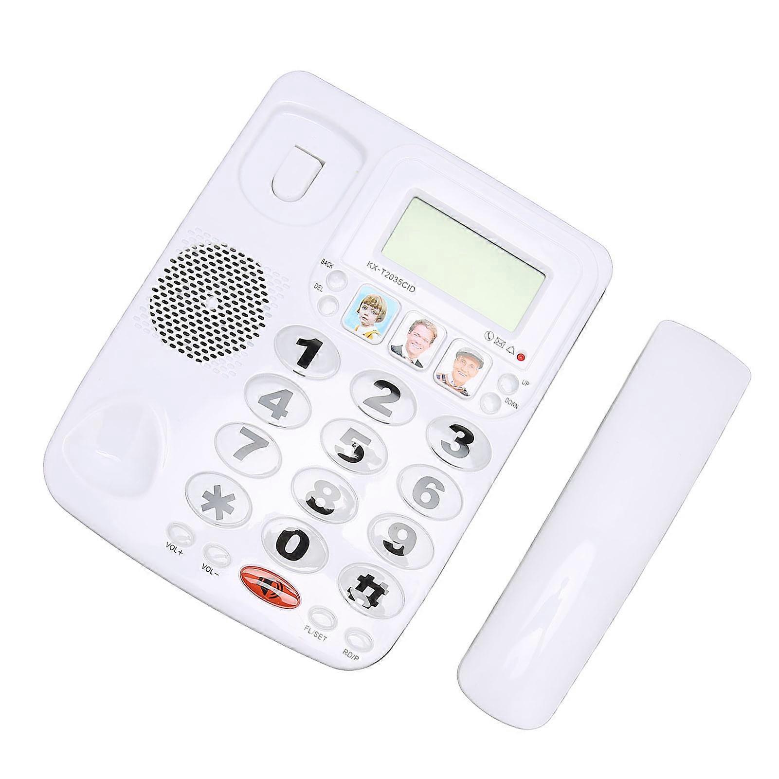Corded Phone Dual Port Clear Sound Last Number Redial Mute Function Volume Adjustable Desktop Landline Phone White