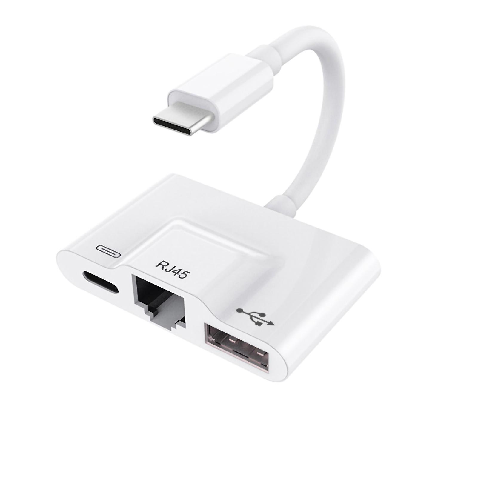 USB-zu-Ethernet-Adapter 3-in-1-Typ-C-Netzwerkkartenkonverter Handy-Verbindung zum Ethernet-Netzwerkkabel-Konverter