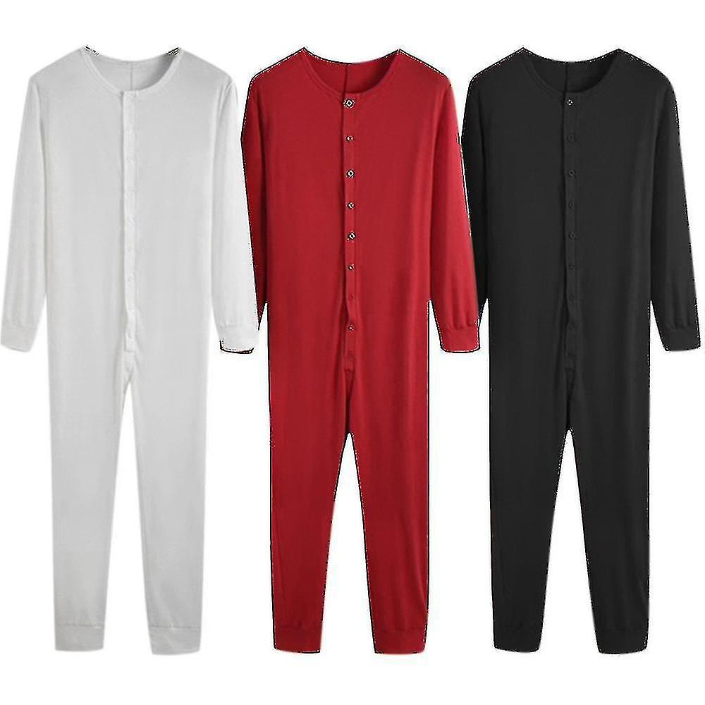 Erkek Tek Parça Uzun Johns Gece Pijama-xdd