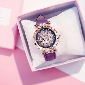 Stuff Certified® Starry Sky Watch Ladies - Luxury Anologue Quartz Movement for Women Purple