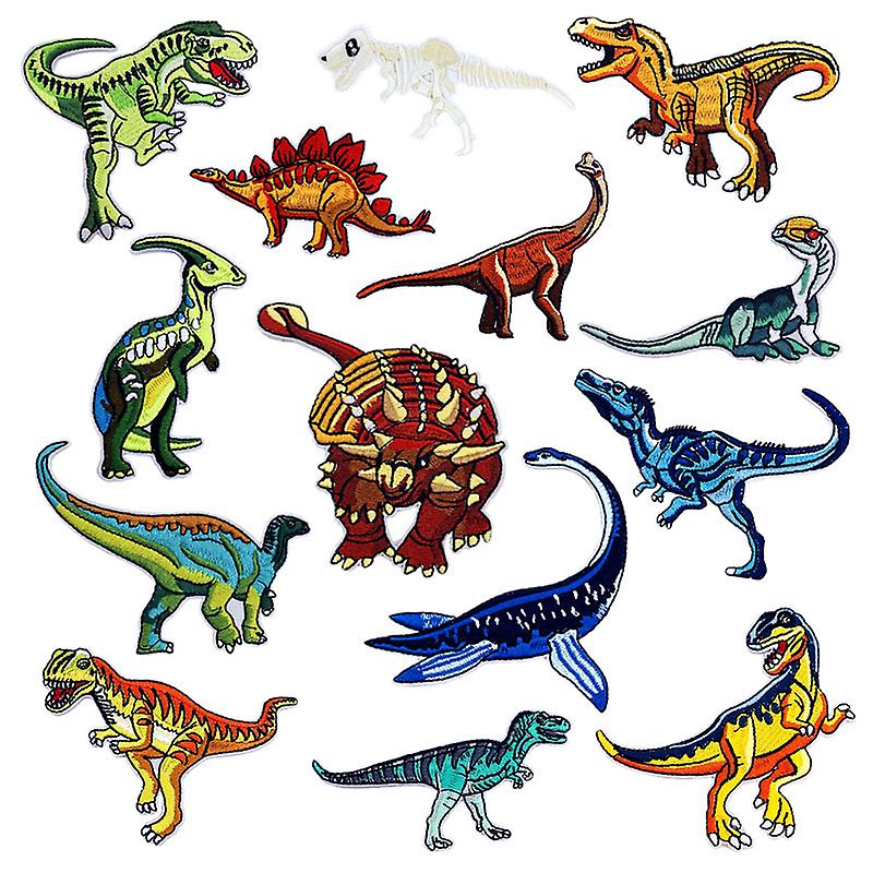 Set of 14 Pieces Iron-on Patches for Clothes, Children's Dinosaur Iron-on Patches, Children's Sew-on