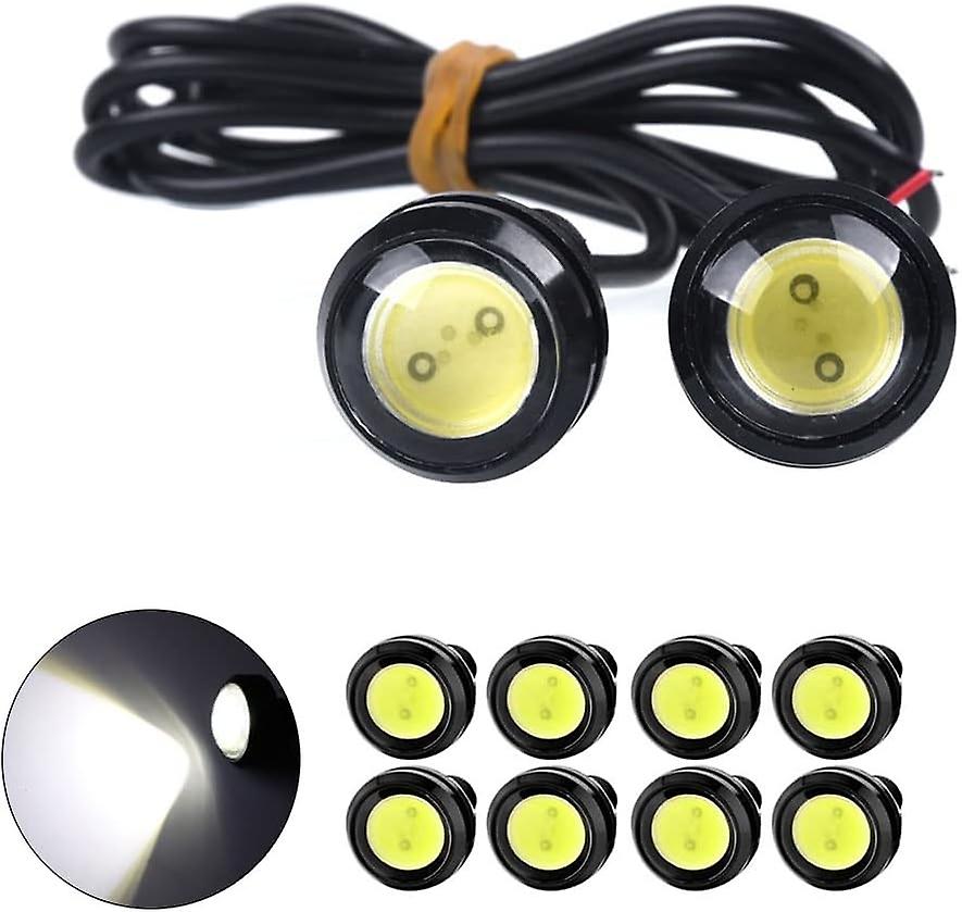 10PCS (12V, White) 18mm Eagle Eye LED Lights 9W DRL Daytime Running Lights Backup Reversing Parking 